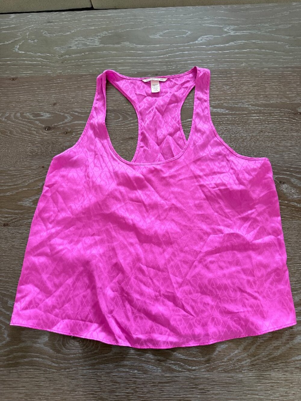Womens Victoria's Secret magenta pink Pajama Satin racerback tank top Size L